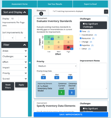 This figure is a screenshot of the online data assessment tool. It shows the results page.